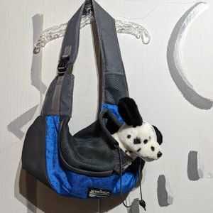 Dog carrier crossbody sling bag blue & black